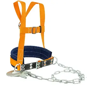Пояс предохранительный строительный с наплечными лямками, строп цепь Пояс предохранительный строительный с наплечными лямками, строп цепь