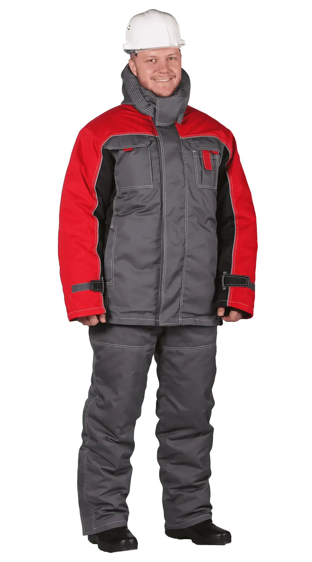 Костюм рабочий мужской утепленный зимний RONTA KS581 темно-серый, красный, черный