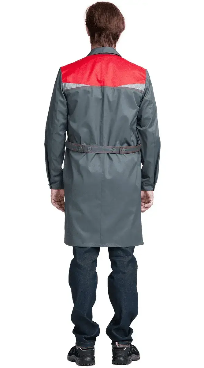 Халат рабочий мужской летний RONTA HL541 темно-серый, красный