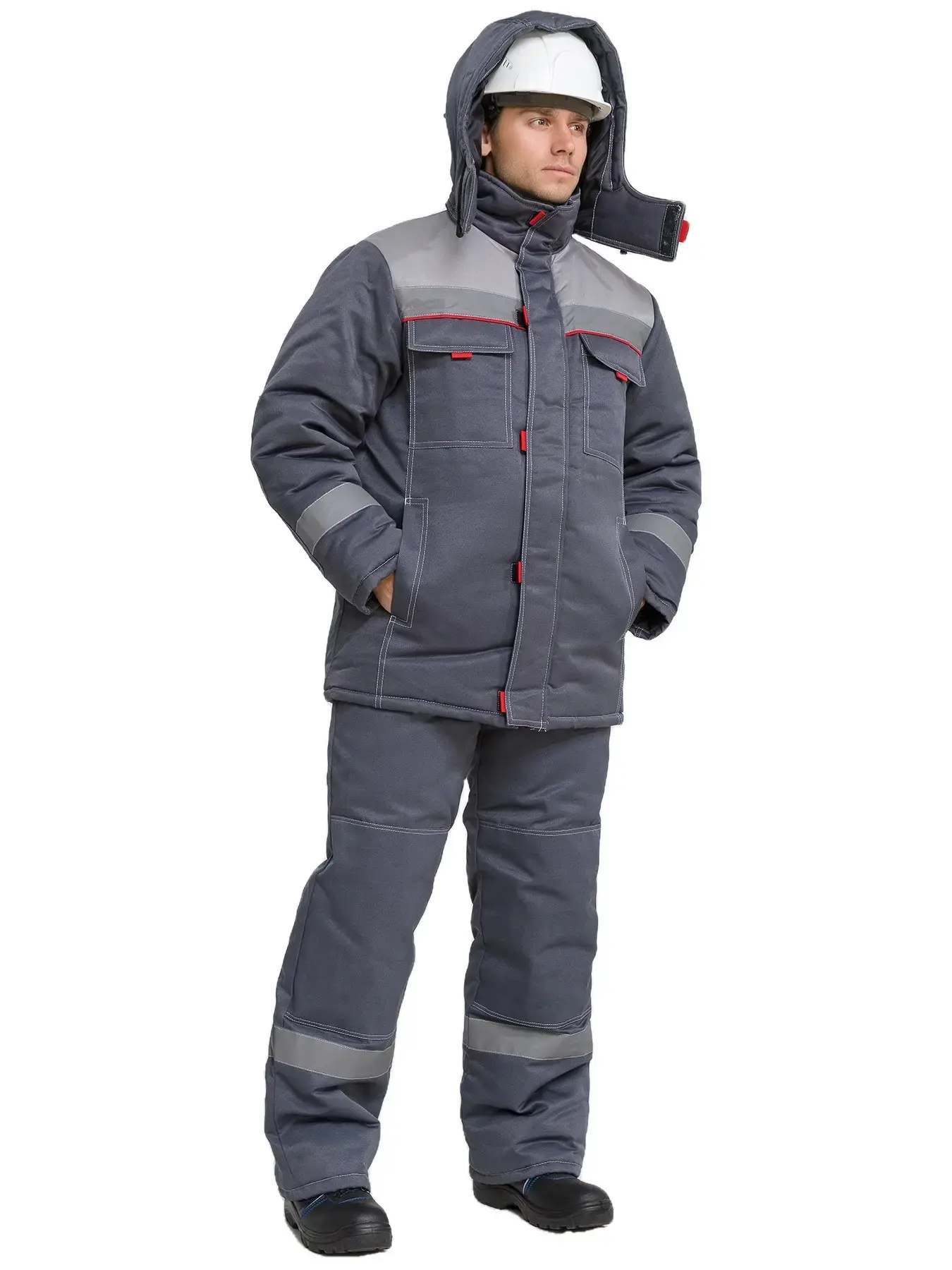 Костюм рабочий мужской утепленный зимний RONTA KSFAVORIT темно-серый, светло-серый