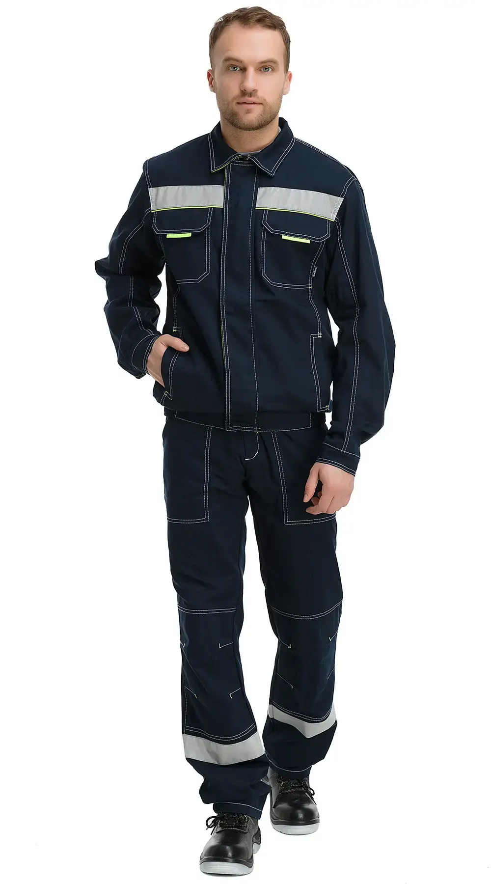 Костюм мужской летний Техноавиа "Азов СОП" с брюками темно-синий, лаймовый
