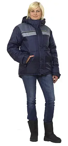 Куртка рабочая женская зимняя утепленная Авангард "Эребус" темно-синяя, темно-серая Куртка рабочая женская зимняя утепленная Авангард "Эребус" темно-синяя, темно-серая