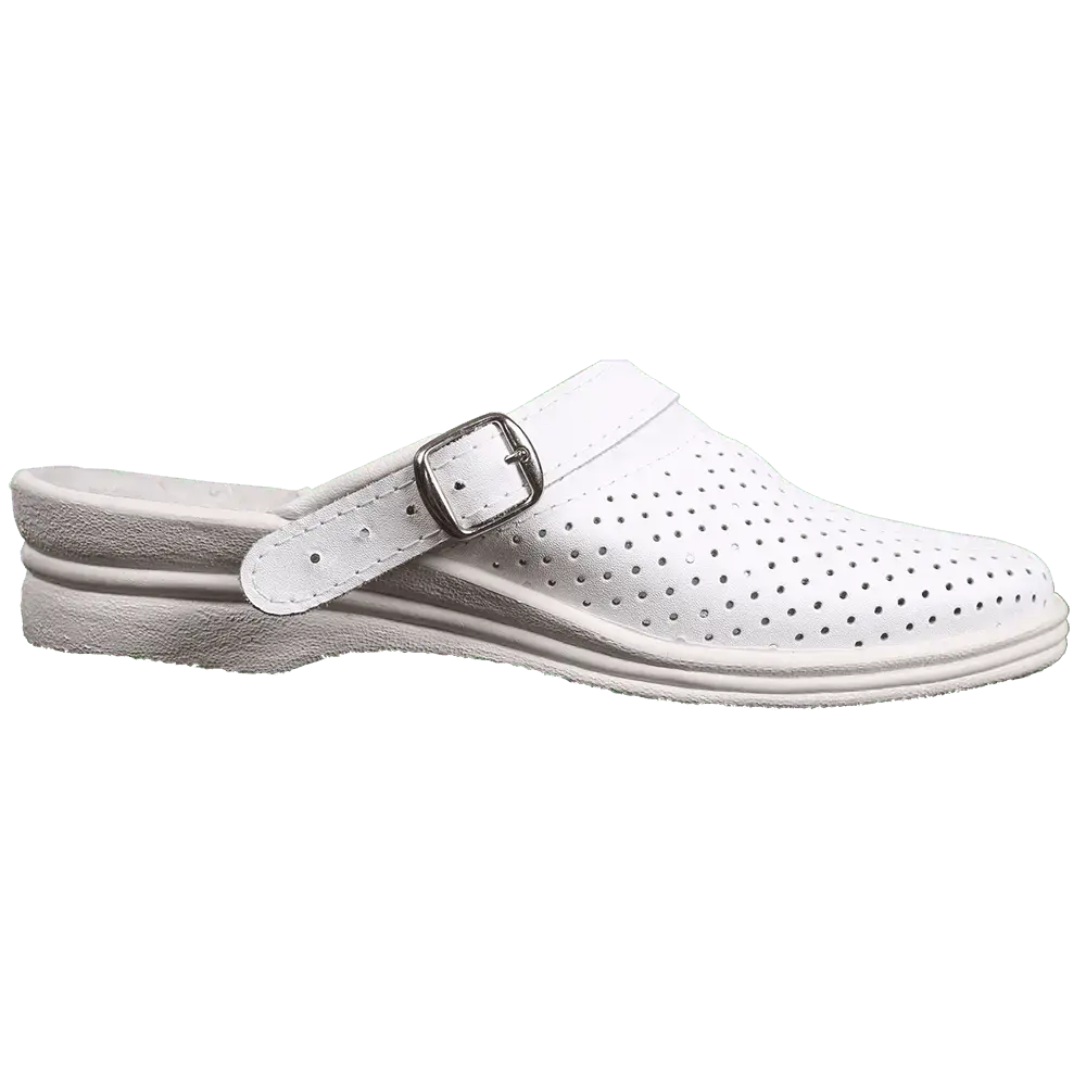 Сабо женские кожаные белые