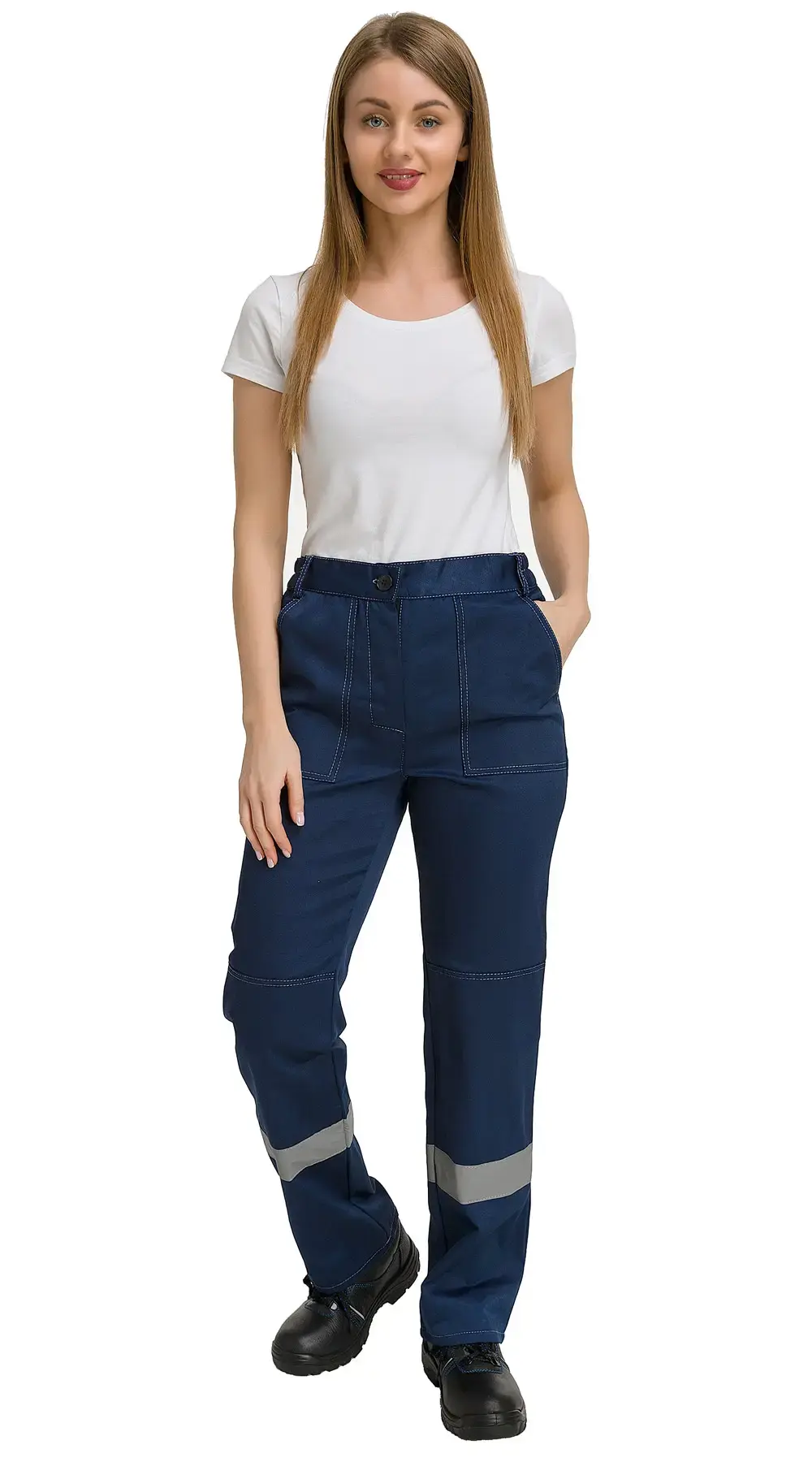 Костюм рабочий женский летний RONTA KS815 с брюками темно-синий, васильковый