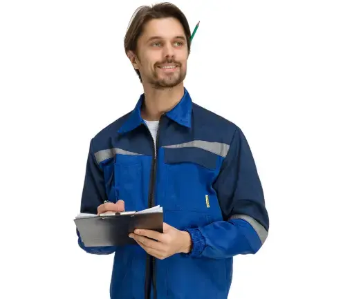 Костюм рабочий мужской летний RONTA KS591 с полукомбинезоном васильковый, темно-синий Костюм рабочий мужской летний RONTA KS591 с полукомбинезоном васильковый, темно-синий