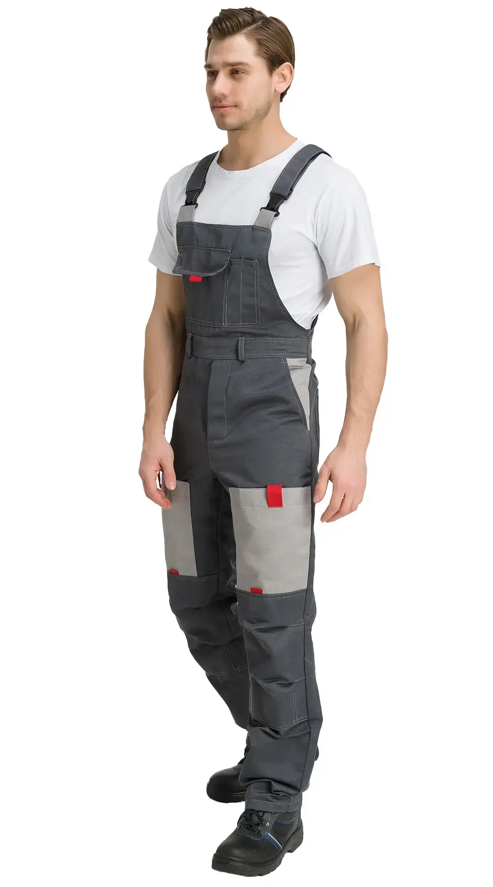 Костюм рабочий мужской летний RONTA KS807 с полукомбинезоном темно-серый, светло-серый, красный Костюм рабочий мужской летний RONTA KS807 с полукомбинезоном темно-серый, светло-серый, красный