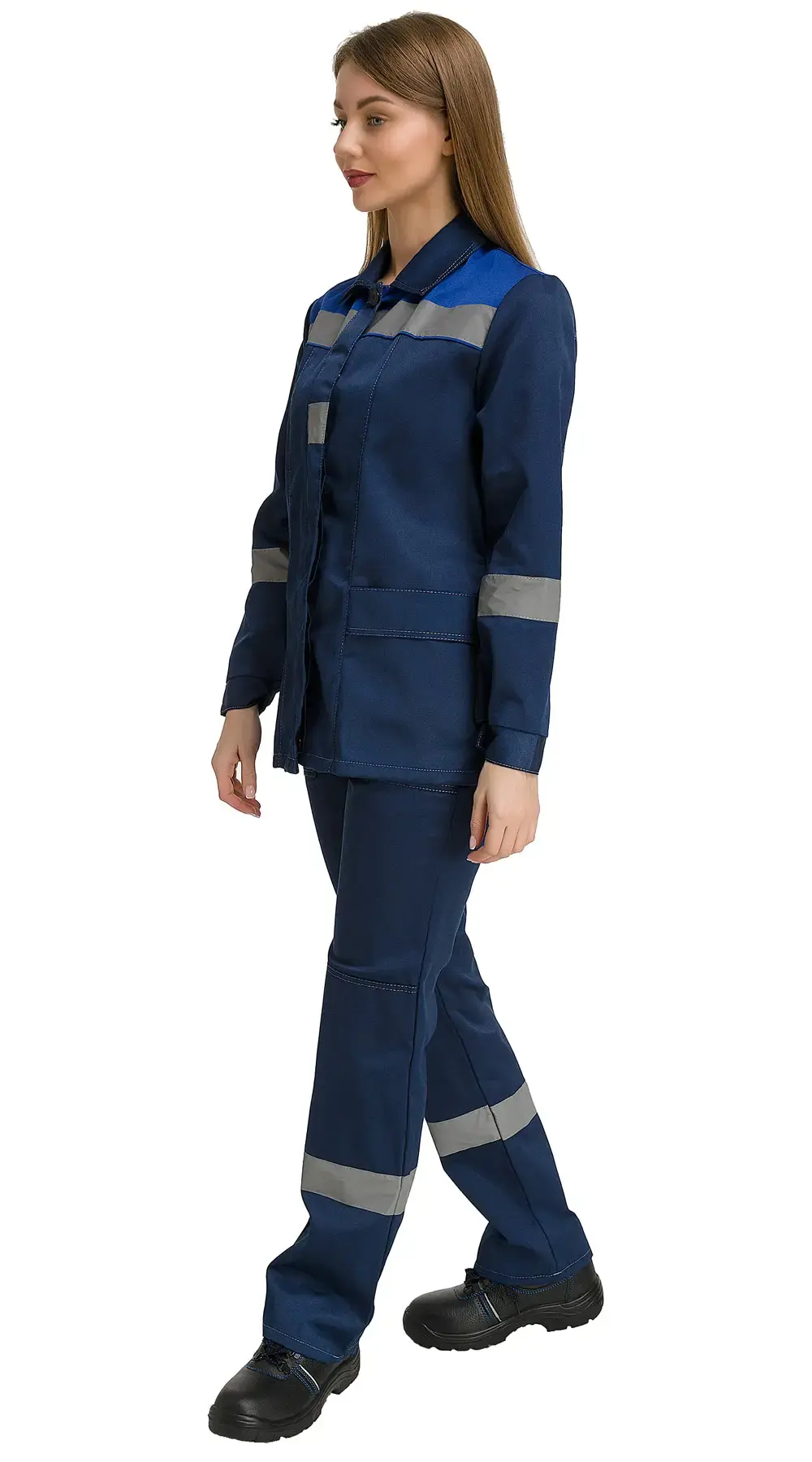 Костюм рабочий женский летний RONTA KS815 с брюками темно-синий, васильковый