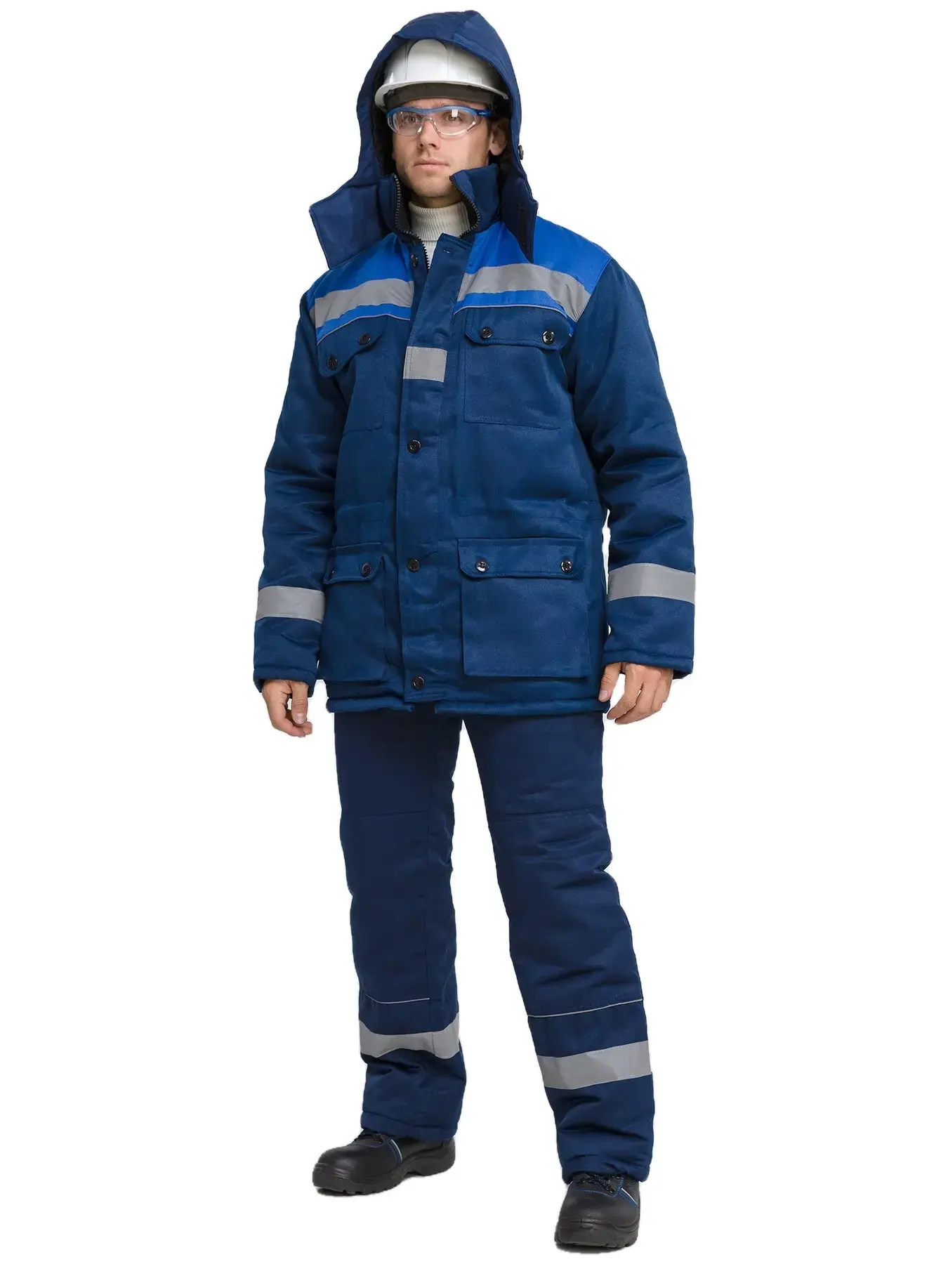 Костюм рабочий мужской утепленный зимний RONTA KS241 с полукомбинезом темно-синий, васильковый