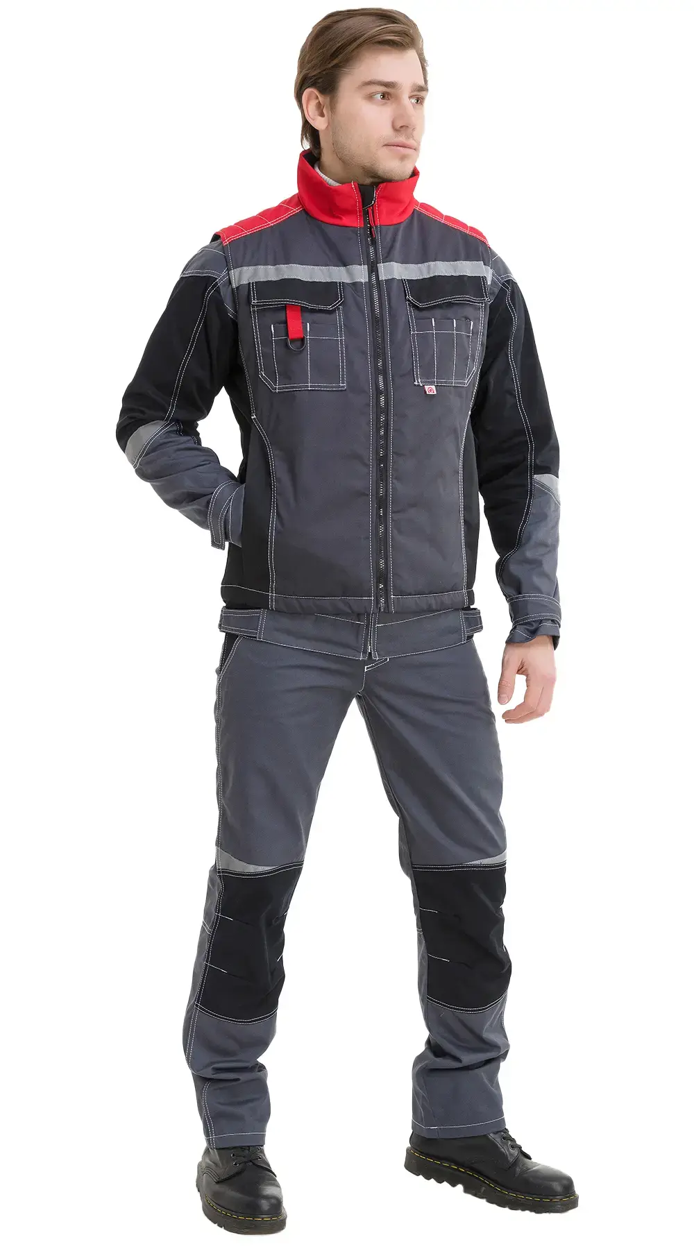 Жилет рабочий мужской утепленный зимний RONTA JT1002 темно-серый, красный, черный