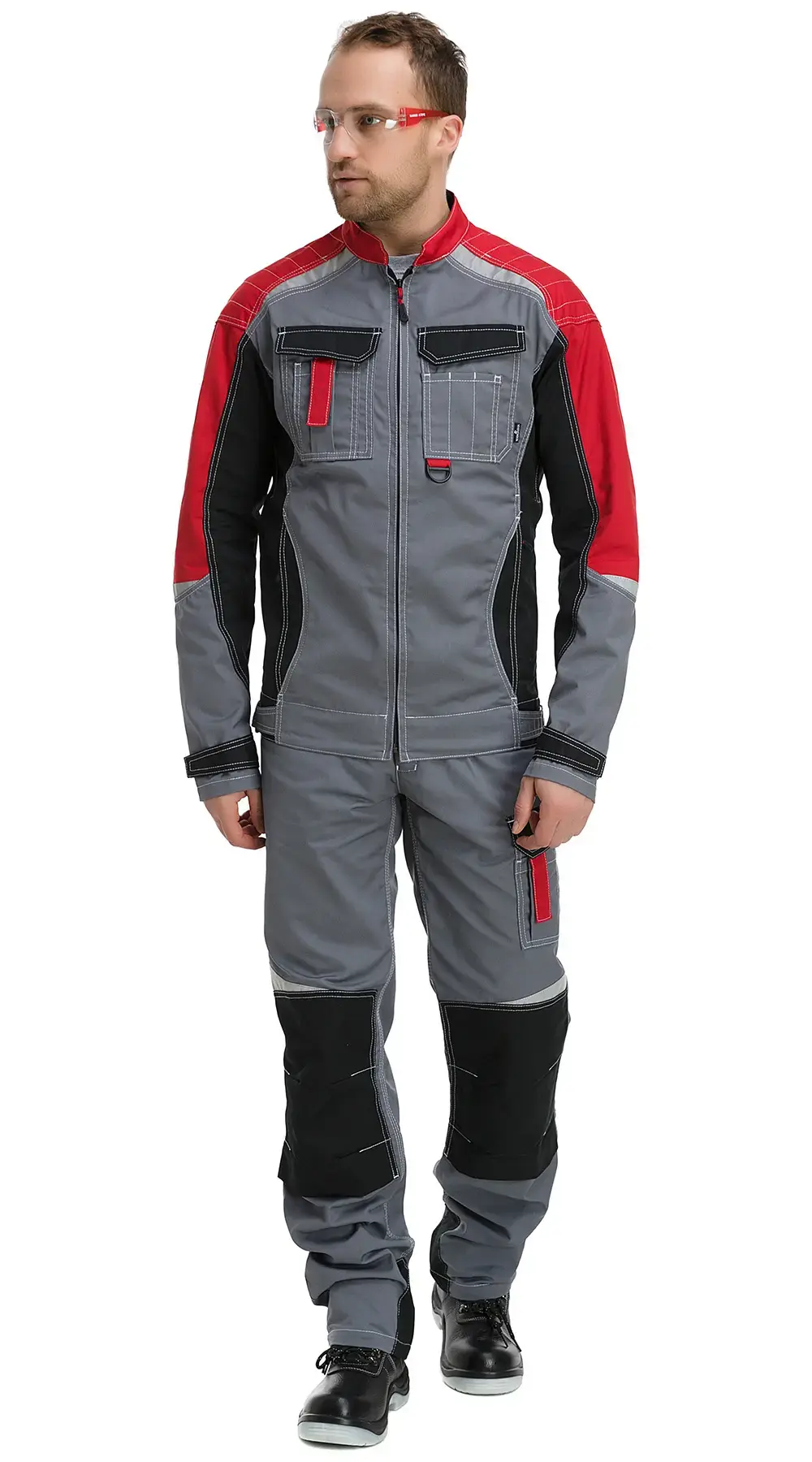 Куртка рабочая мужская летняя Техноавия "Мегаполис" серая, черная, красная