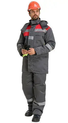 Костюм рабочий мужской утепленный зимний RONTA KS241 темно-серый, красный Костюм рабочий мужской утепленный зимний RONTA KS241 темно-серый, красный