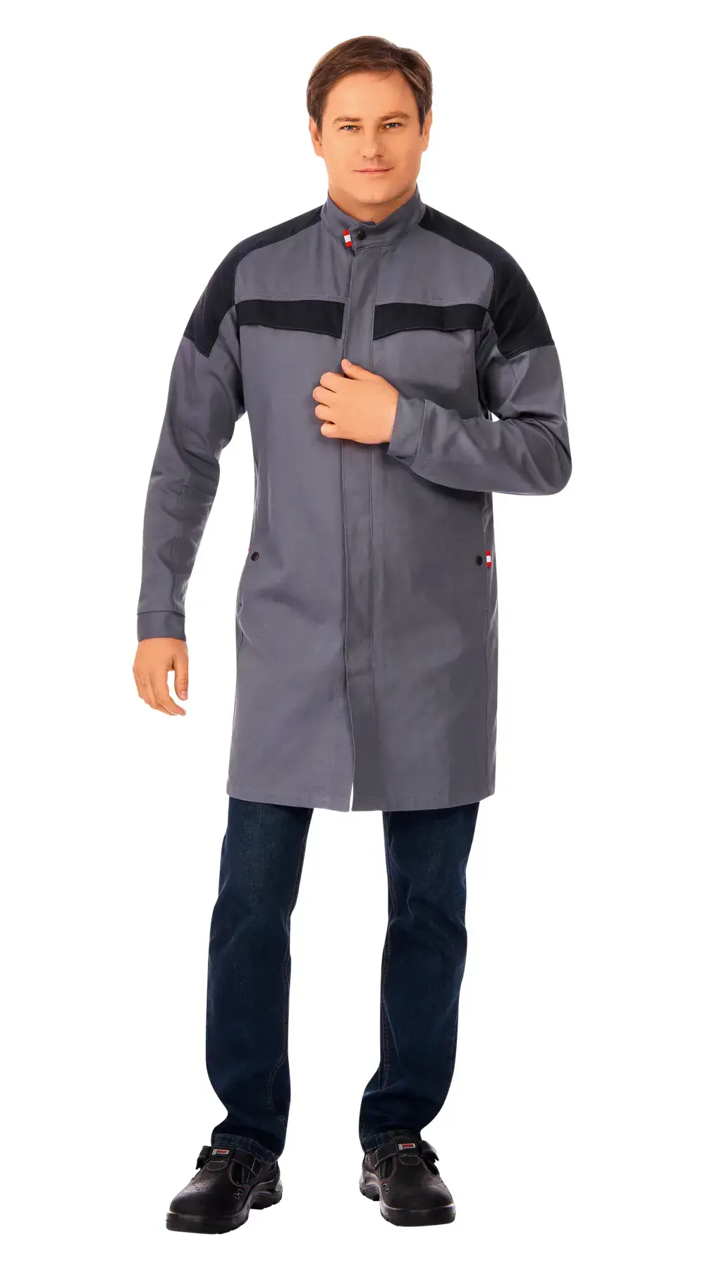 Халат мужской летний "Технолог" (светло-серый/темно-серый)