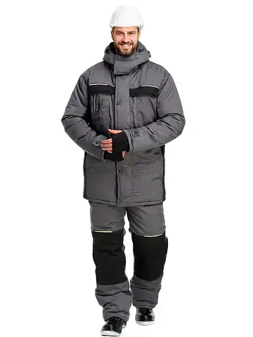 Костюм рабочий мужской утепленный зимний RONTA KS920 темно-серый, черный, лаймовый