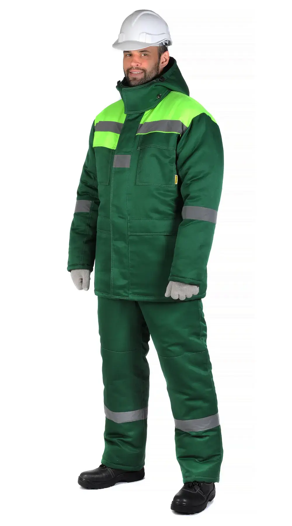 Куртка рабочая мужская зимняя утепленная RONTA KR241 темно-зеленая, лаймовая