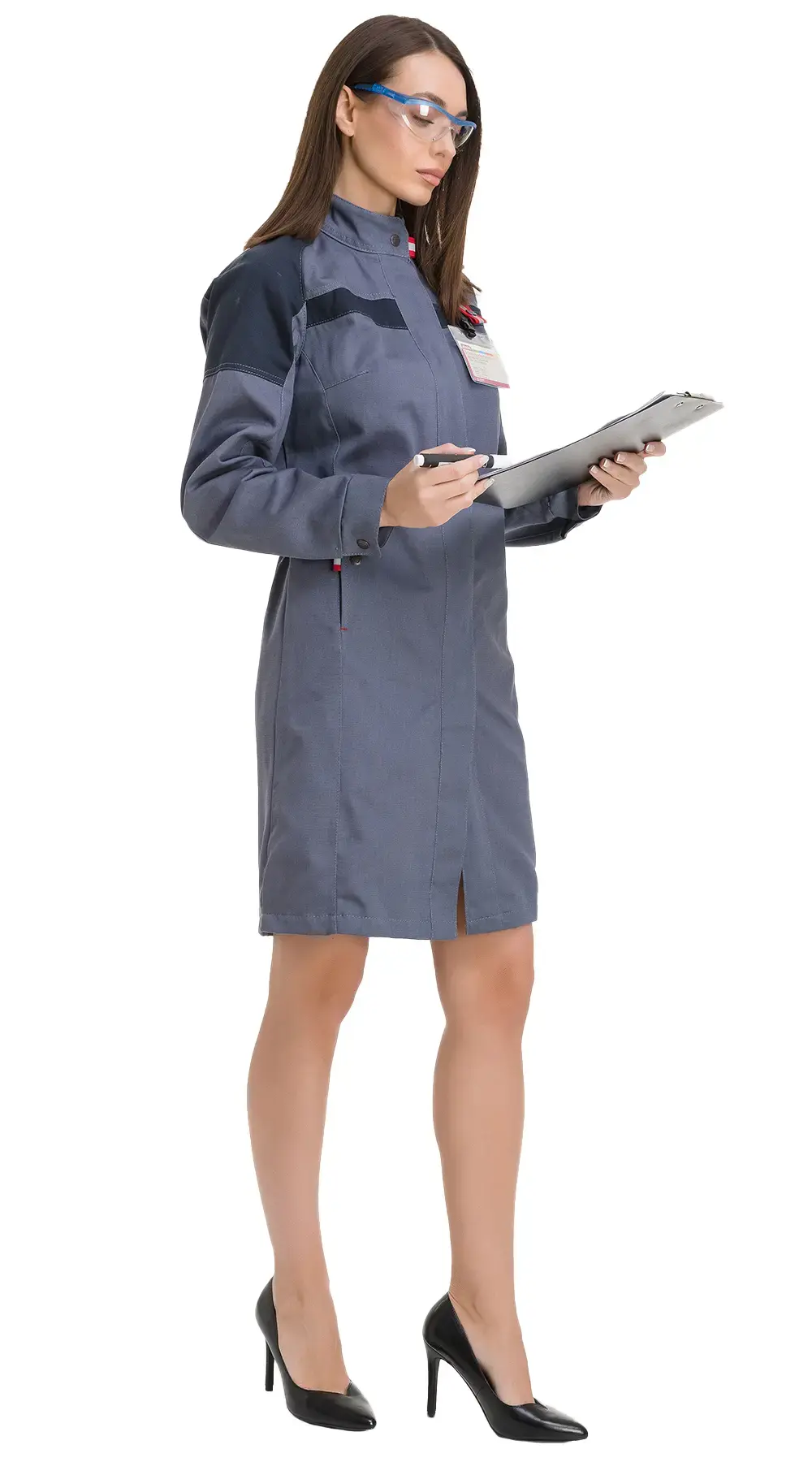 Халат женский летний "Леди Технолог" (светло-серый/темно-серый)