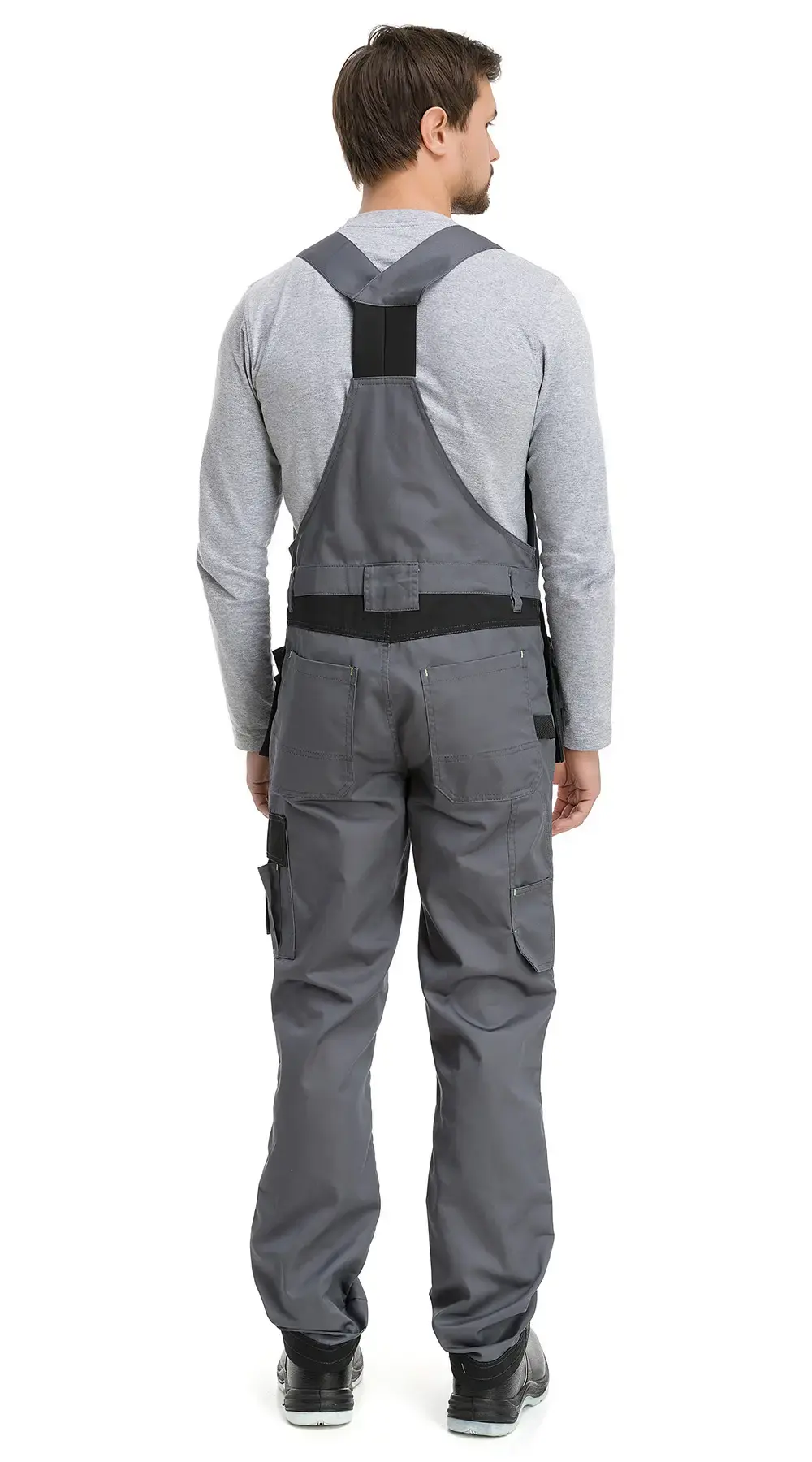 Полукомбинезон рабочий мужской летний RONTA PL205 темно-серый, черный, лаймовый