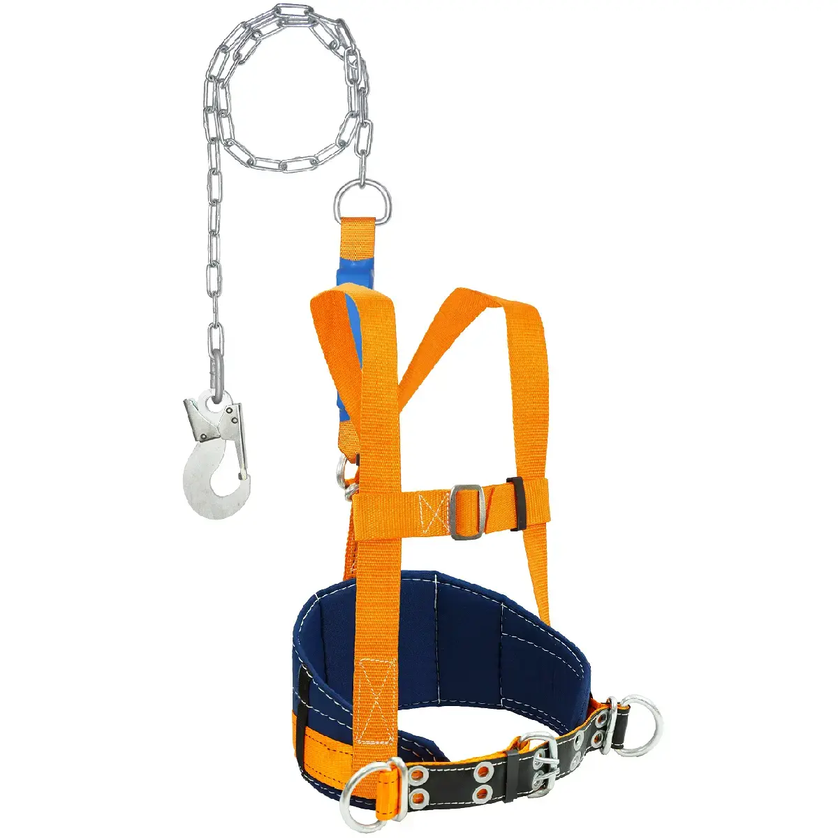 Пояс предохранительный строительный с уширенным кушаком, строп цепь с амортизатором р-р М