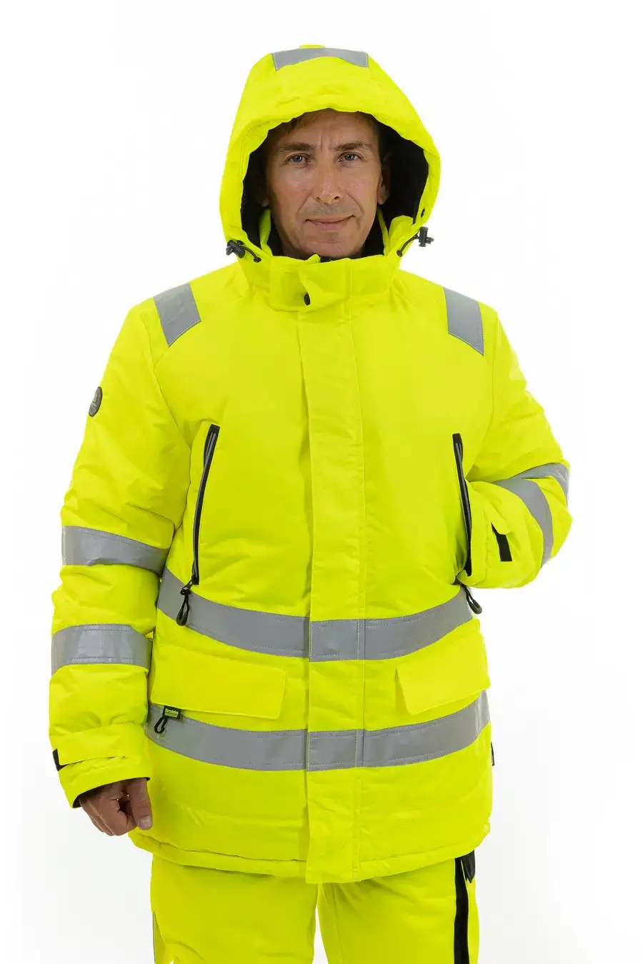 Зимняя сигнальная куртка-парка BRODEKS KW220, желтый/черный