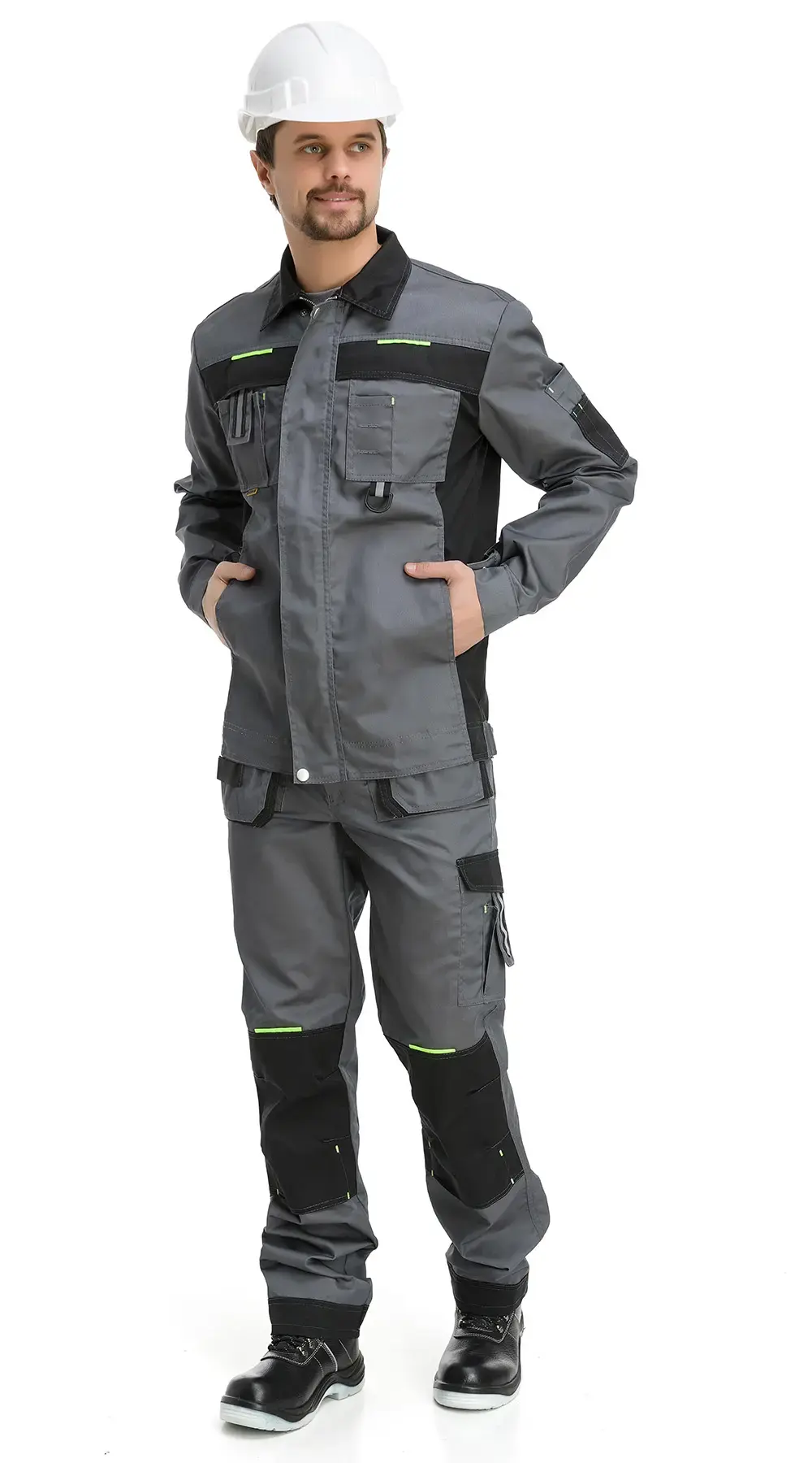 Костюм рабочий мужской летний RONTA KS808 с брюками темно-серый, черный, лаймовый