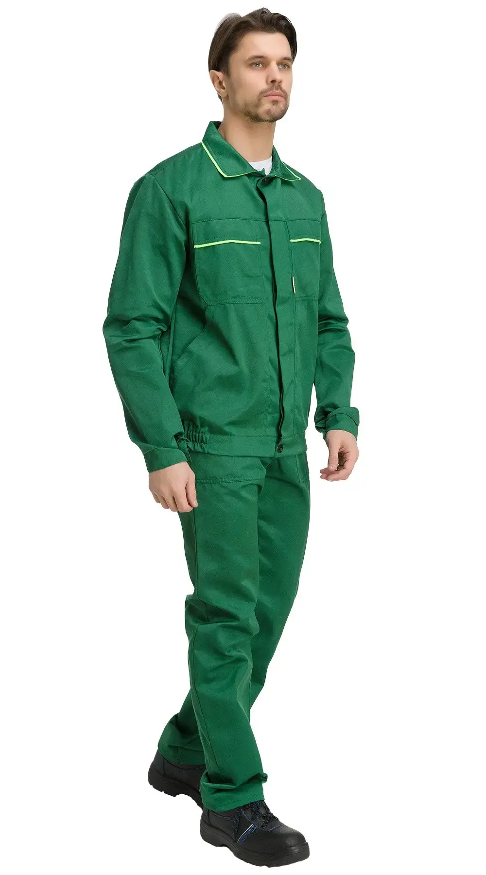 Костюм рабочий мужской летний RONTA KS621 с брюками темно-зеленый, лаймовый
