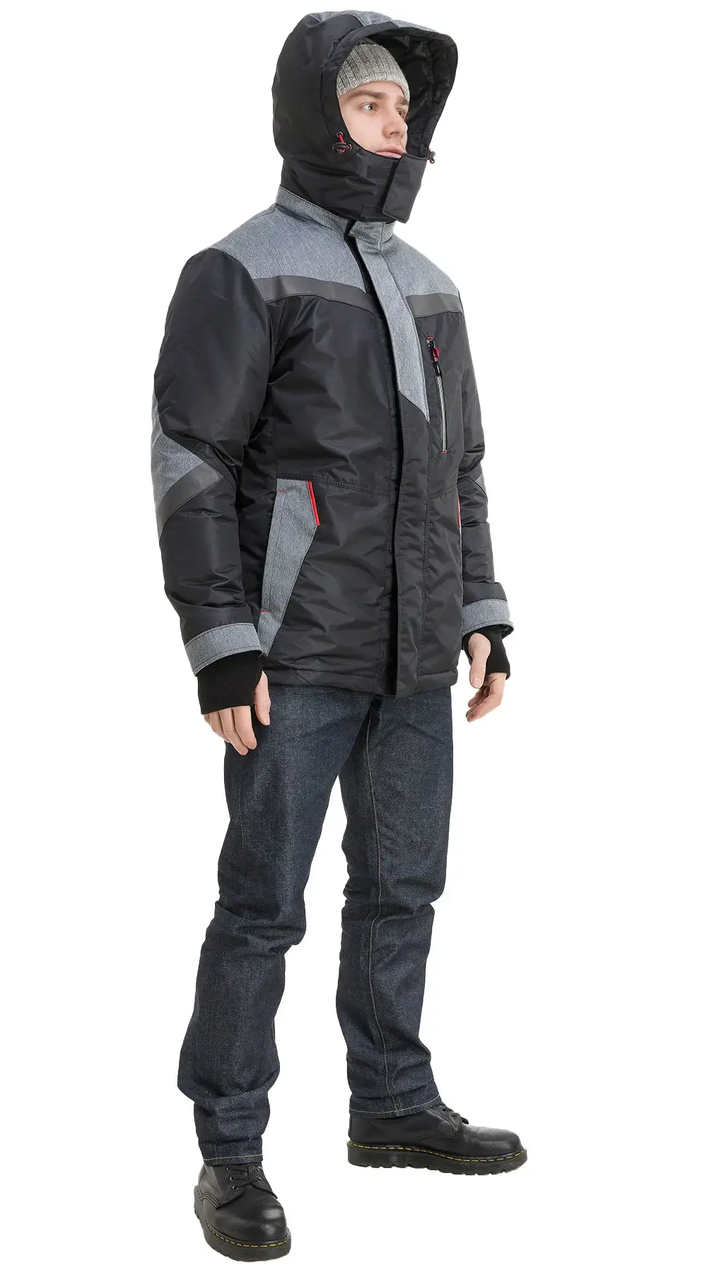 Куртка рабочая мужская зимняя утепленная Восток-Сервис "Траверс" черная, серая