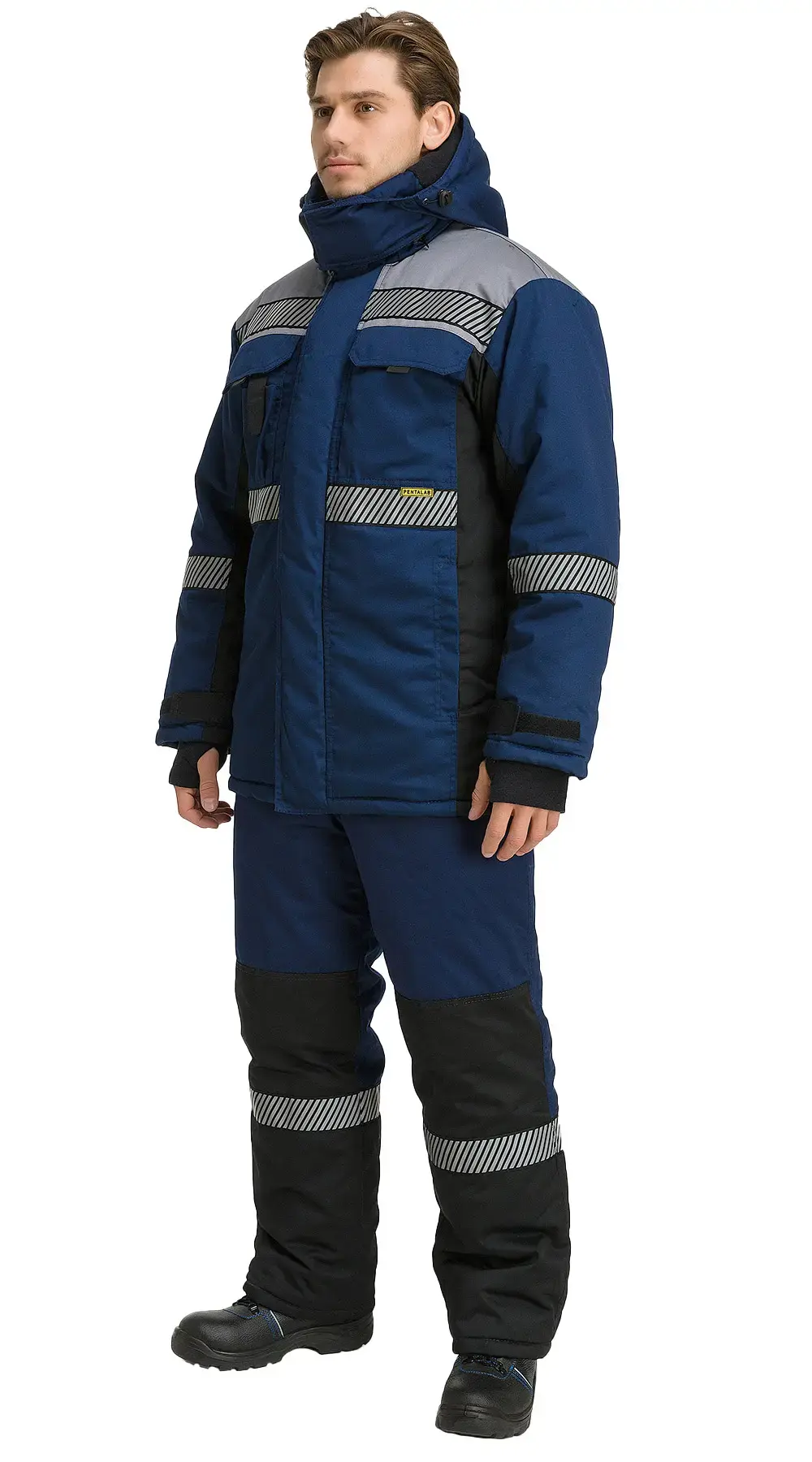 Костюм рабочий мужской утепленный зимний RONTA KS581 с СОП темно-синий, серый, черный