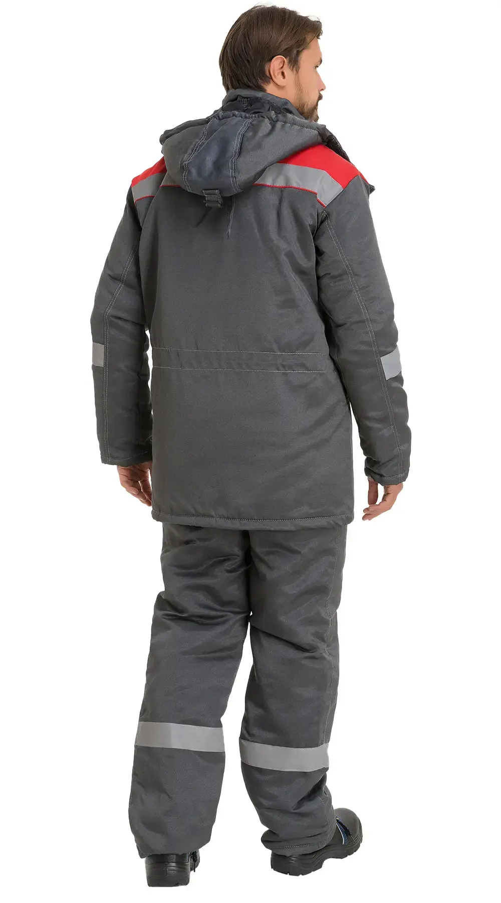 Костюм рабочий мужской утепленный зимний RONTA KS241 темно-серый, красный