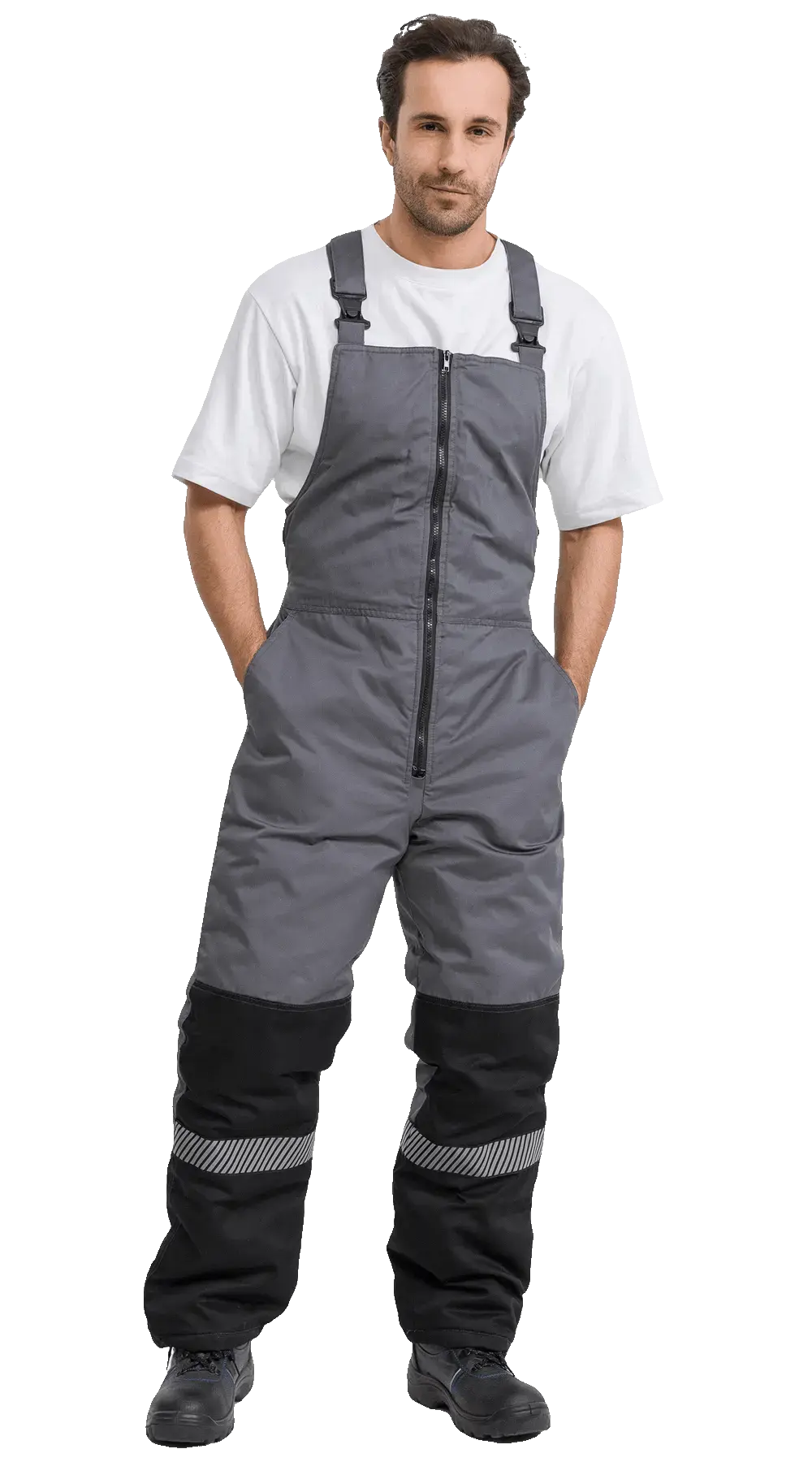 Полукомбинезон рабочий мужской зимний утепленный RONTA PL585 с СОП темно-серый, черный