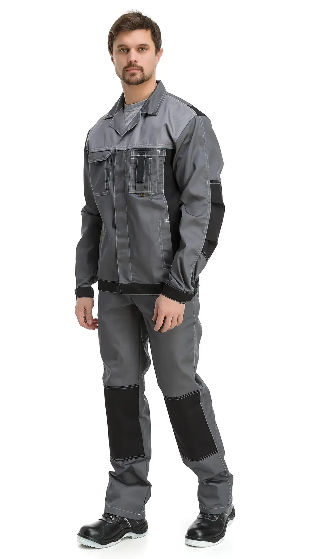Костюм рабочий мужской летний RONTA KS212 с полукомбинезоном темно-серый, серый, черный