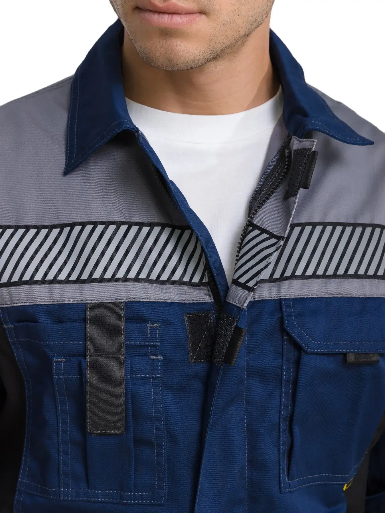 Костюм рабочий мужской летний RONTA KS262 с полукомбинезоном темно-синий, серый, черный