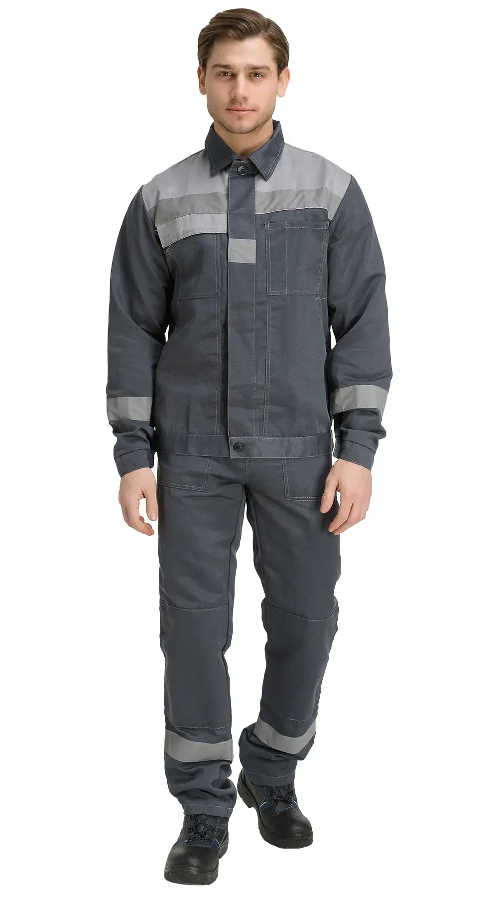 Костюм рабочий мужской летний RONTA KS811 с брюками темно-серый, светло-серый