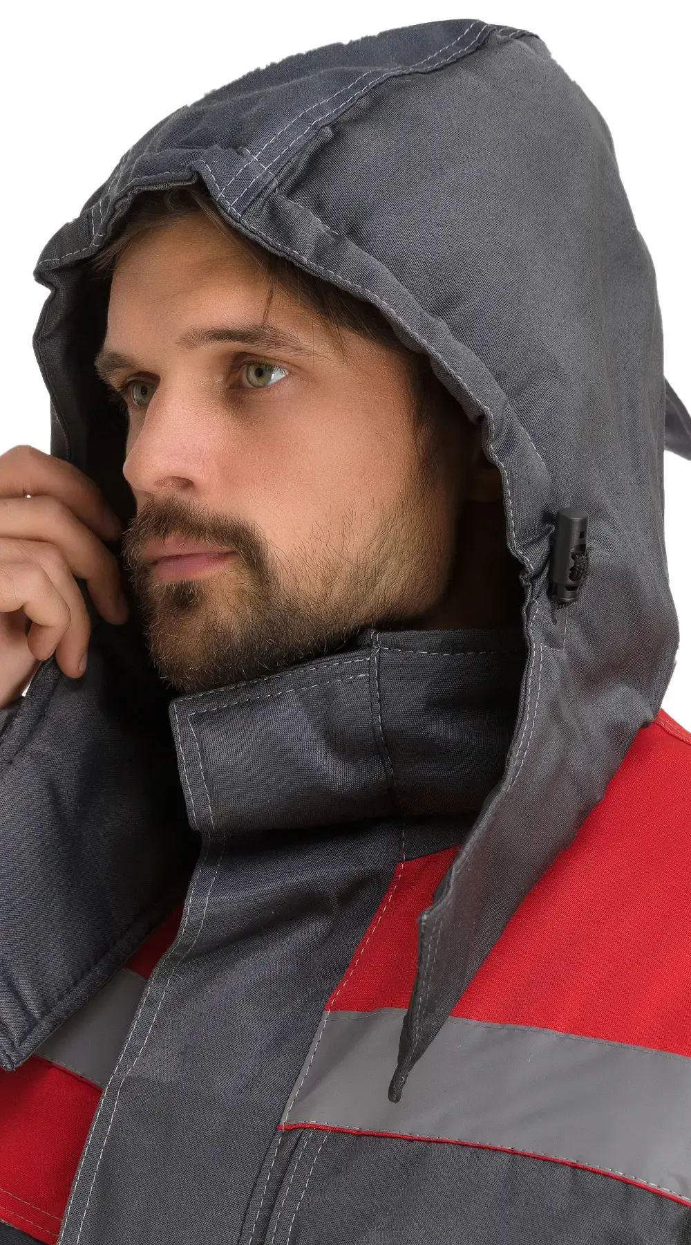 Куртка рабочая мужская зимняя утепленная RONTA KR241 темно-серая, красная