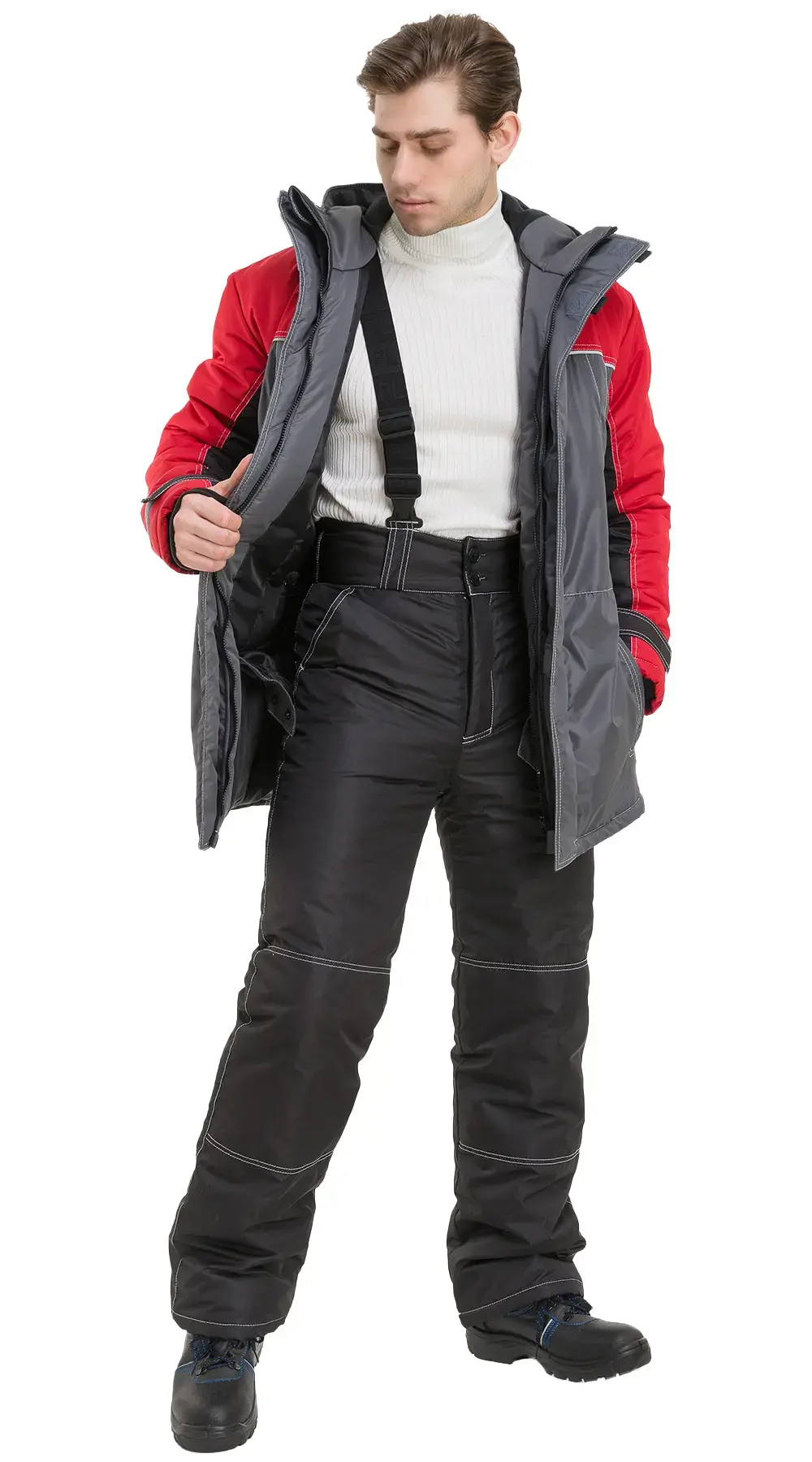 Куртка рабочая мужская зимняя утепленная RONTA KR930 темно-серая, черная, красная