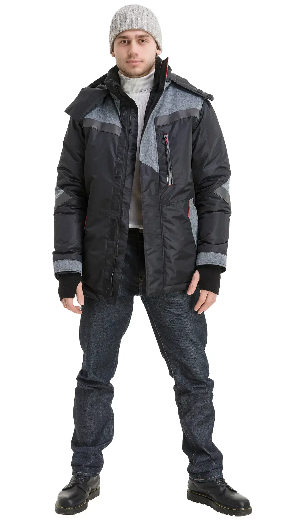 Куртка рабочая мужская зимняя утепленная Восток-Сервис "Траверс" черная, серая