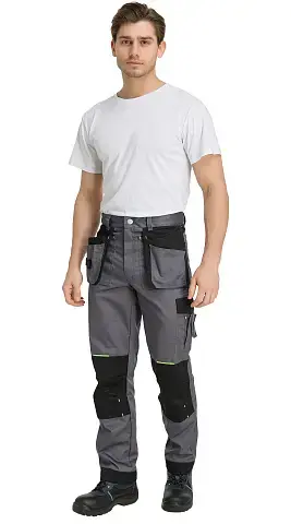 Брюки рабочие мужские летние RONTA BR204 темно-серые, черные, лаймовые Брюки рабочие мужские летние RONTA BR204 темно-серые, черные, лаймовые
