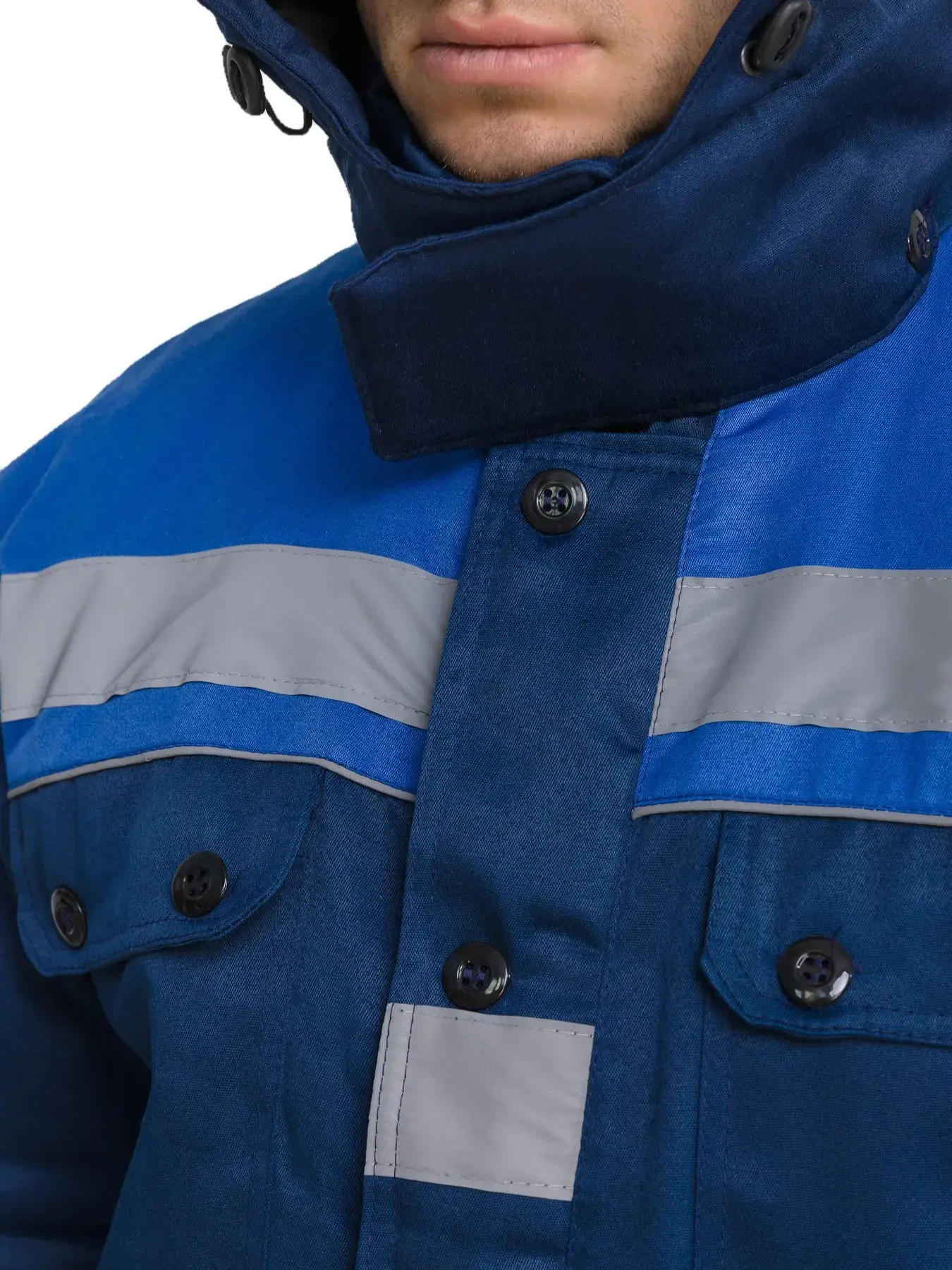 Костюм рабочий мужской утепленный зимний RONTA KS241 с полукомбинезом темно-синий, васильковый