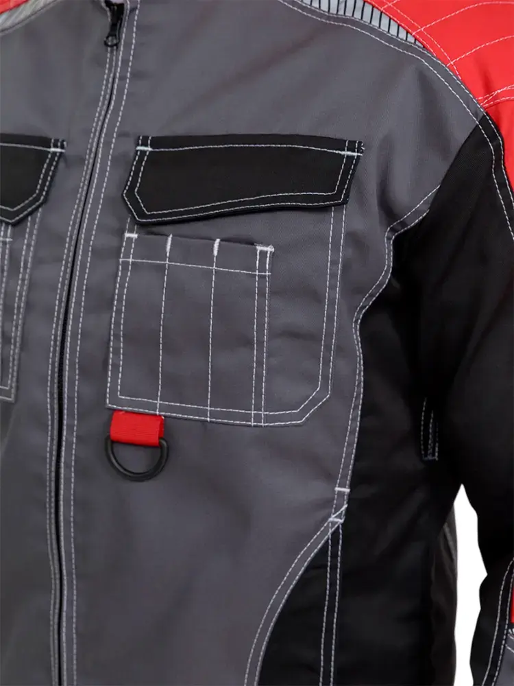 Куртка рабочая мужская летняя RONTA KR206 темно-серый, черный, краcный