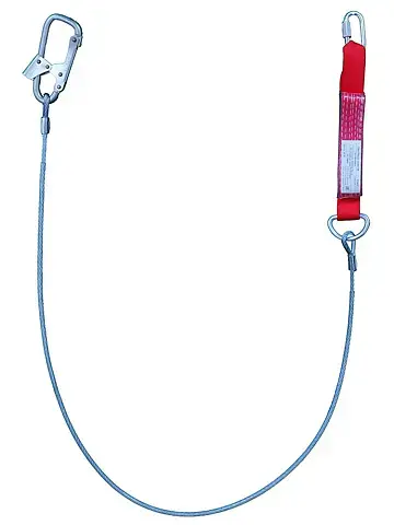 Строп из металлического троса в ПВХ оболочке с амортизатором,с монтажным и соединительным карабином