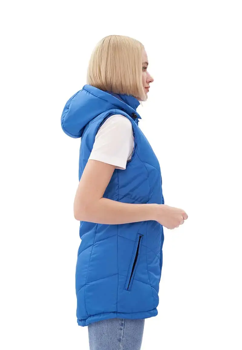 Жилет рабочий женский утепленный зимний RONTA JT1007 с капюшоном васильковый