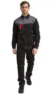 Костюм рабочий мужской летний RONTA KS212 с полукомбинезоном черный, темно-серый