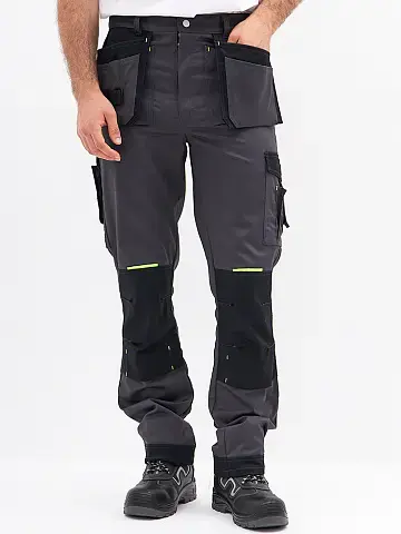 Брюки рабочие мужские летние RONTA BR814 темно-серые, черные, лаймовые