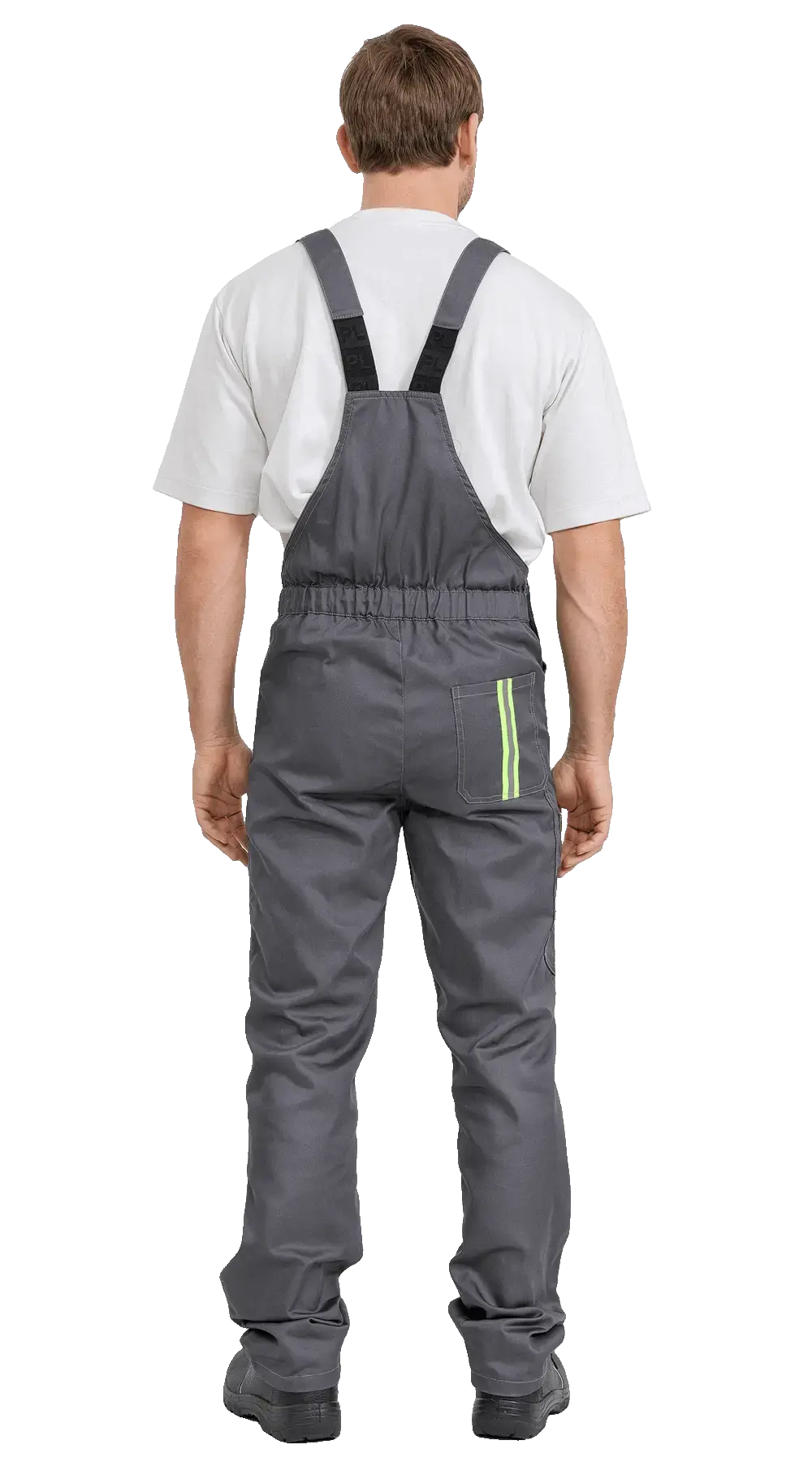 Костюм рабочий мужской летний RONTA KS818 с полукомбинезоном темно-серый, черный, лаймовый
