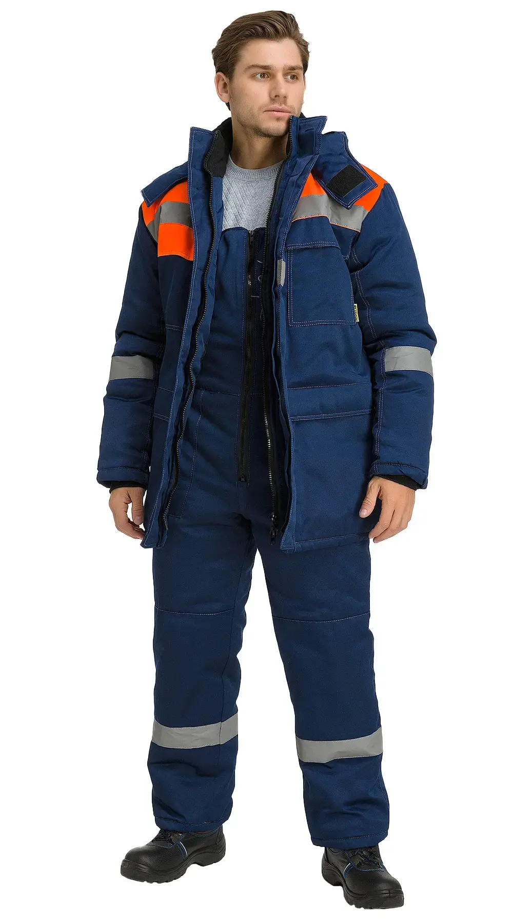 Костюм рабочий мужской утепленный зимний RONTA KS241 темно-синий, оранжевый