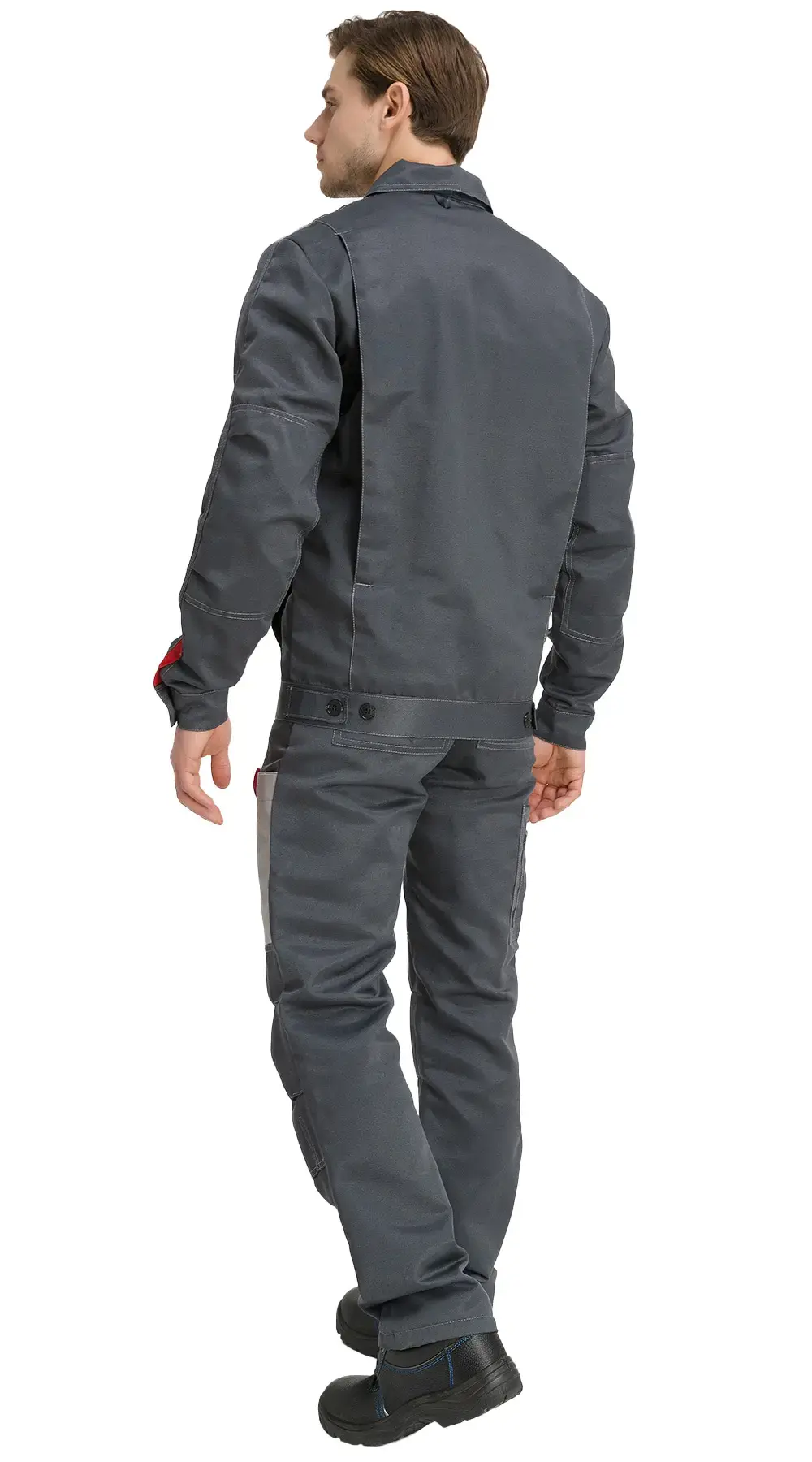 Костюм рабочий мужской летний RONTA KS807 с полукомбинезоном темно-серый, светло-серый, красный Костюм рабочий мужской летний RONTA KS807 с полукомбинезоном темно-серый, светло-серый, красный