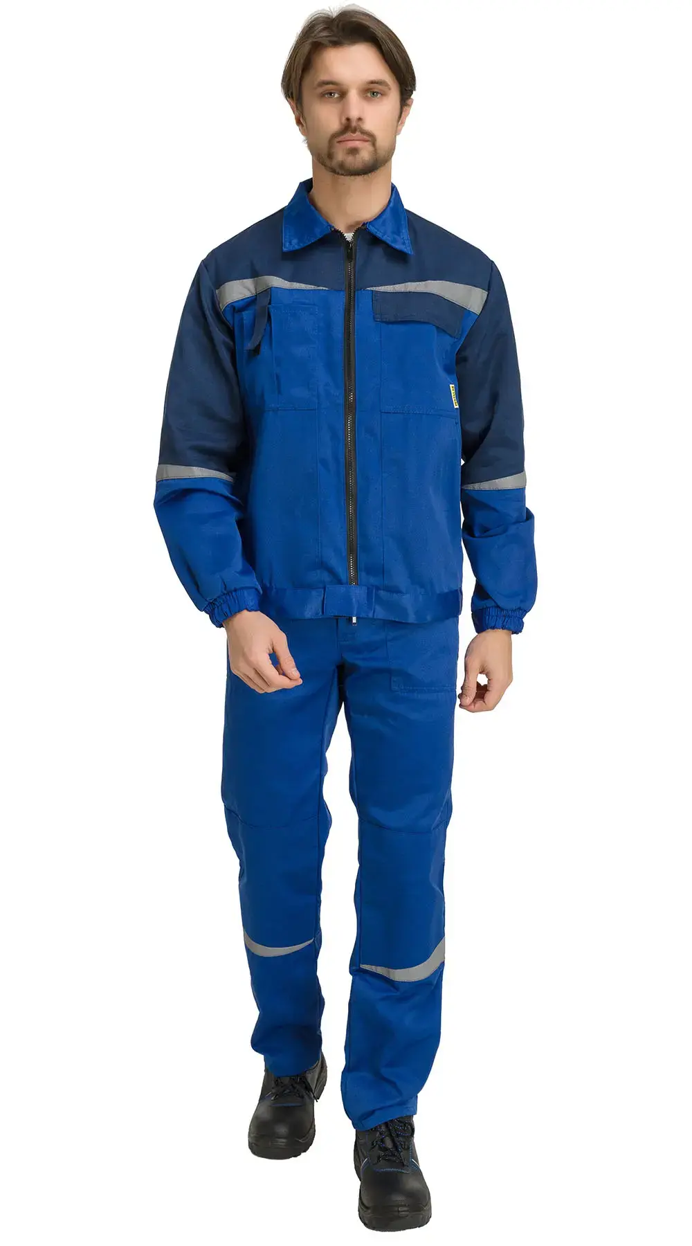 Костюм рабочий мужской летний RONTA KS591 с полукомбинезоном васильковый, темно-синий Костюм рабочий мужской летний RONTA KS591 с полукомбинезоном васильковый, темно-синий