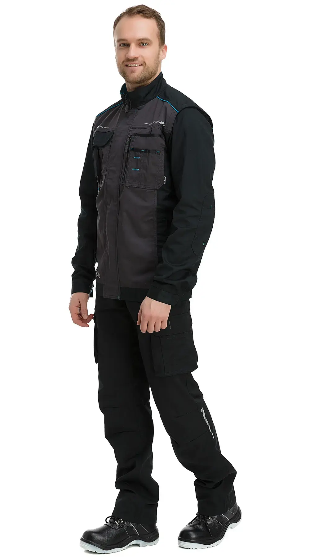 Куртка рабочая мужская летняя Техноавия "Дублин" темно-серый, черный