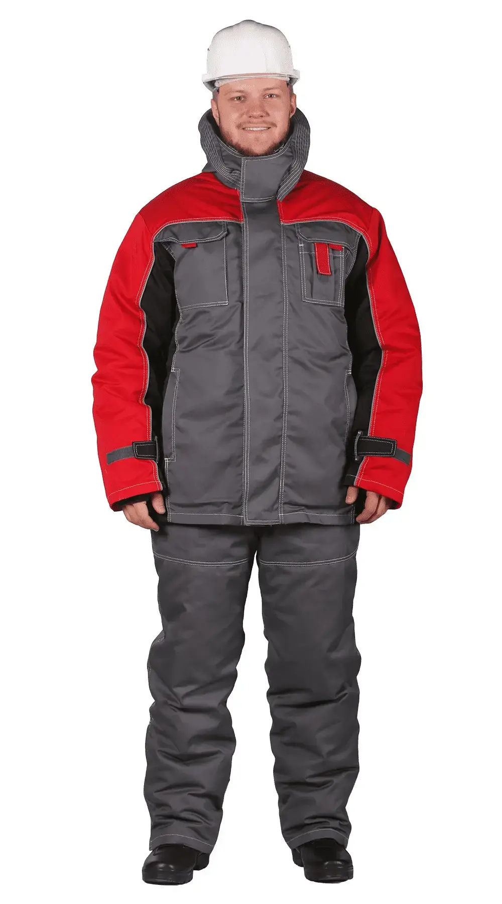 Куртка рабочая мужская зимняя утепленная RONTA KR581 темно-серая, красная, черная