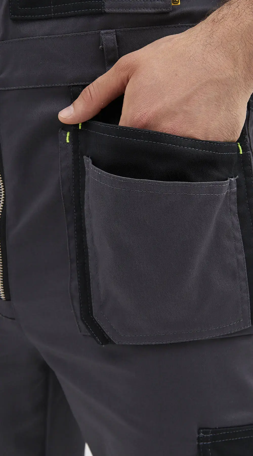 Полукомбинезон рабочий мужской летний RONTA PL813 темно-серый, черный, лаймовый