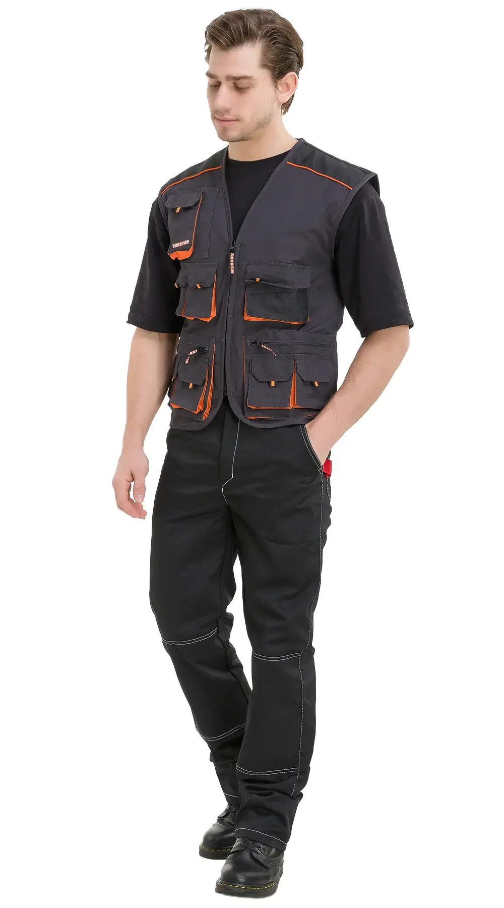 Жилет мужской летний CERVA "Эмертон" темно-серый, оранжевый