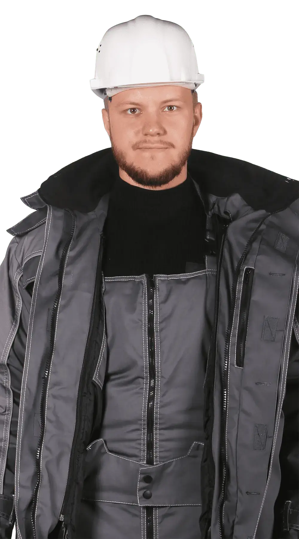 Костюм рабочий мужской утепленный зимний RONTA KS581 темно-серый, красный, черный